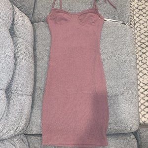 Forever 21 Mauve Ribbed Bodycon Mini Dress SIze S